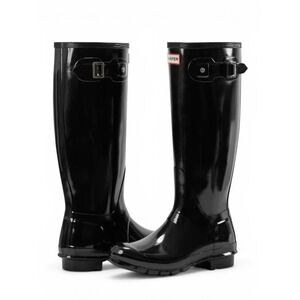 Hunter Rain Boots Women's Original Tall Gloss Rain Boots Black Size US 8